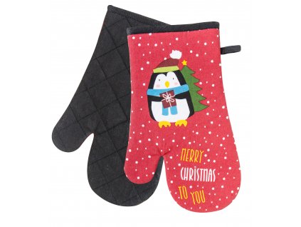 Kuchyňské rukavice chňapky SWEET CHRISTMAS motiv tučňák 18x30 cm Essex