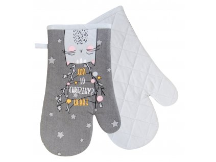 Kuchyňské rukavice chňapky SWEET CHRISTMAS motiv kočka 18x30 cm Essex