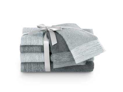Dárkový set 6 ks ručníků 100% bavlna ARICA 2x ručník 50x100 cm, 2x osuška 70x140 cm a 2x ručník 30x50 cm šedá/grafitová 460 gr Mybesthome