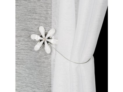 Dekorační ozdobná spona na závěsy s magnetem PEGGY bílá, Ø 7 cm Mybesthome