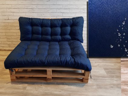 Paletové prošívané sezení DENIM PIETRO SET - sedák 120x80 cm, opěrka 120x40 cm, barva modrá, Mybesthome