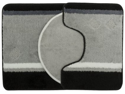 Koupelnová + WC předložka - sada 3 ks GOTHA šedá/černá 50x70 cm, 40x50 cm, 47x51 cm MultiDecor