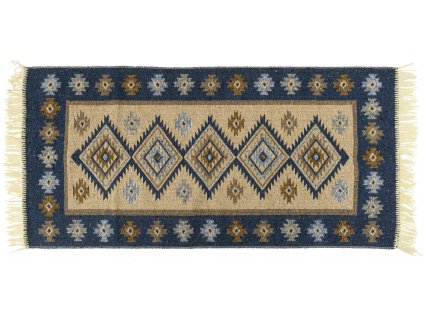 Kusový oboustranný vzorovaný koberec KILIM - ROMBY modrá více rozměrů MultidecorA