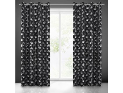 Dekorační vzorovaný závěs "BLACKOUT" zatemňující CLARA 135x250 cm černá/stříbrná (cena za 1 kus) MyBestHome