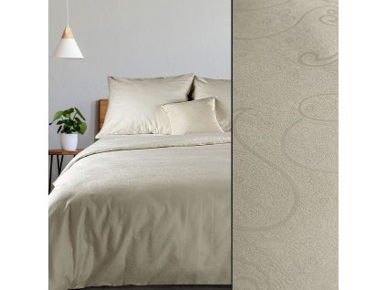 Povlečení DAMASCHEK 100% bavlna - damašek, krémová, 1x 200x220 cm, 2x povlak 70x80 cm francouzské povlečení MyBestHome