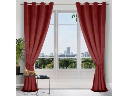 Dekorační velvet závěs s kruhy KARMEN 140x270 cm, vínová (cena za 1 kus) MyBestHome