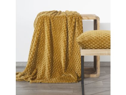 Deka z mikrovlákna BELLA 150x200 cm mustard/hořčicová Mybesthome