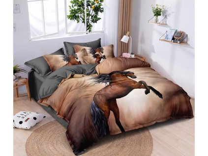 Povlečení 3D HORSE francouzské povlečení, 1x 200x220 cm, 2x povlak 70x80 cm MyBestHome