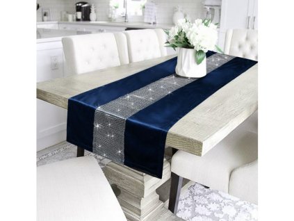 Ubrus - běhoun na stůl CAMILA modrá 40x140 cm VELVET mikrovlákno Mybesthome