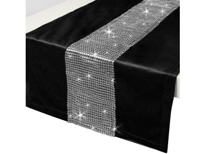 Ubrus - běhoun na stůl CAMILA černá 40x140 cm VELVET mikrovlákno Mybesthome