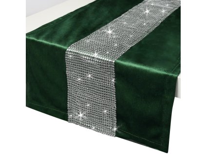 Ubrus - běhoun na stůl CAMILA smaragdová 40x140 cm VELVET mikrovlákno Mybesthome