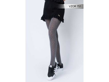 Dámské vzorované punčocháče vzor 751 šedá 50 DEN MY BEST NOA