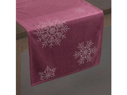 Ubrus - běhoun na stůl NORTH vínová 40x140 cm VELVET mikrovlákno Mybesthome