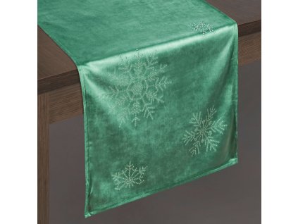 Ubrus - běhoun na stůl NORTH zelená 40x140 cm VELVET mikrovlákno Mybesthome