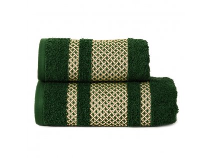 Bavlněný froté ručník s bordurou LIONEL 50x90 cm, zelená/zlatá, 450 gr Mybesthome