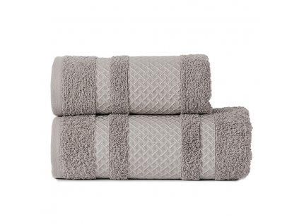 Bavlněný froté ručník s bordurou LIONEL 50x90 cm, šedá/stříbrná, 450 gr Mybesthome