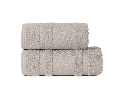 Bavlněný froté ručník s bordurou LIONEL 50x90 cm, světle šedá/stříbrná, 450 gr Mybesthome