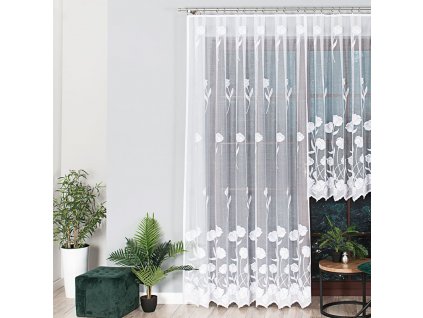 Dekorační vzorovaná záclona KARINA LONG bílá 200x250 cm (cena za 1 kus dlouhé záclony) MyBestHome