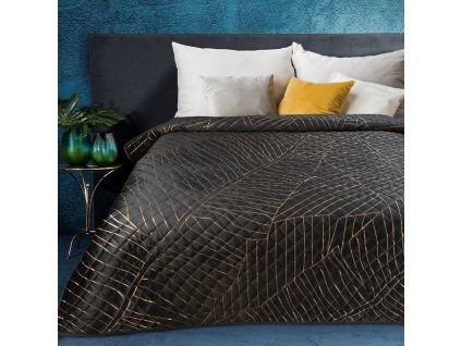 Přehoz na postel LUNAR černá/zlatá 170x210 cm Mybesthome