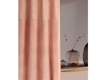 Dekorační vzorovaný velvet závěs s kroužky BLISSY pudrová růžová 140x250 cm (cena za 1 kus) MyBestHome