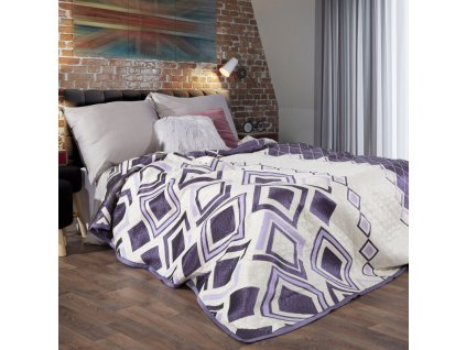 Přehoz na postel FEDDE 220x240 cm krémová/fialová Mybesthome