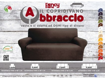 Napínací potah na trojkřeslo ABRACCIO hnědá, 165-205 cm Mybesthome