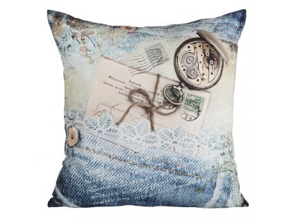 Polštář WATCH MyBestHome 45x45cm motiv kapesní hodiny