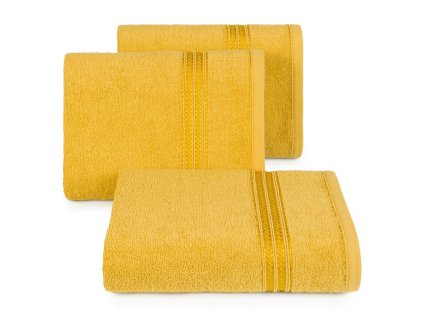 Bavlněná froté osuška s proužkem LORAN 70x140 cm, mustard/hořčicová, 450 gr Mybesthome
