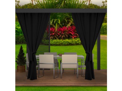 Venkovní zahradní závěs s tunýlkem MIAMI černá 155x220 cm, 155x240 cm (cena za 1 kus) MyBestHome