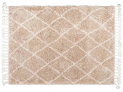 Kusový vzorovaný koberec s třásněmi PELUSH ROMBI béžová více rozměrů Multidecor