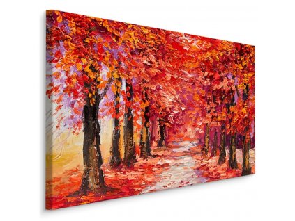 Plátno Podzimní Les V Teplých Barvách
