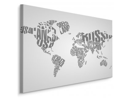 Plátno Mapa Světa S Nápisy