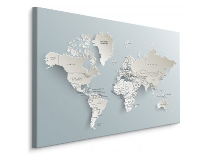 Plátno Mapa Světa S 3D Efektem