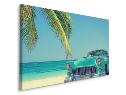 Plátno Retro Auto Na Tropické Pláži