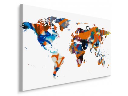 Plátno Mapa Světa-Graffiti