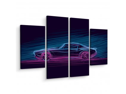 Vícedílné plátno Neonové Sportovní Auto