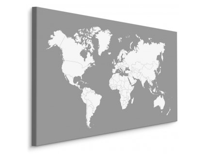 Plátno Mapa Světa Na Šedém Pozadí