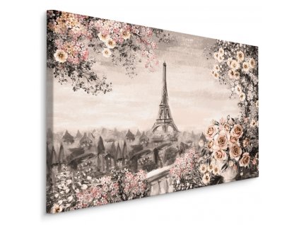 Plátno Květinová Terasa S Výhledem Na Eiffelovu Věž