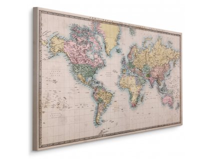Plátno Mapa Světa Ve Starém Stylu