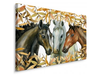 Plátno Koně V Podzimním Listí