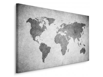 Plátno Mapa Světa V Odstínech Šedi