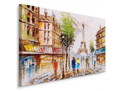 Plátno Pařížská Ulice S Výhledem Na Eiffelovu Věž