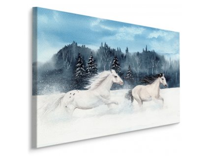 Plátno Koně Cválající Sněhem