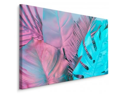 Plátno Tropické Listy V Neonových Barvách