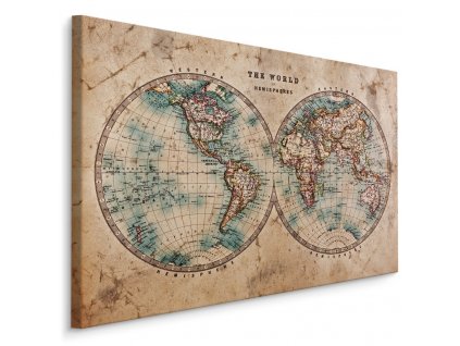 Plátno Mapa Starého Světa V Retro Stylu