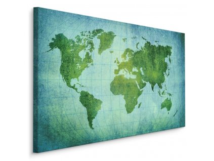Plátno Zeleno-Modrá Mapa Světa