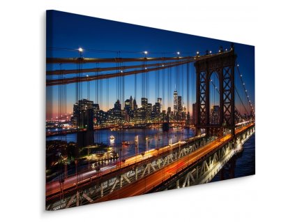 Plátno 3D Noční Pohled Na Most Manhattan