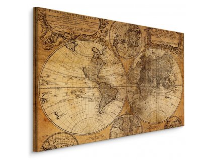 Plátno Mapa Starého Světa Z 18. Století