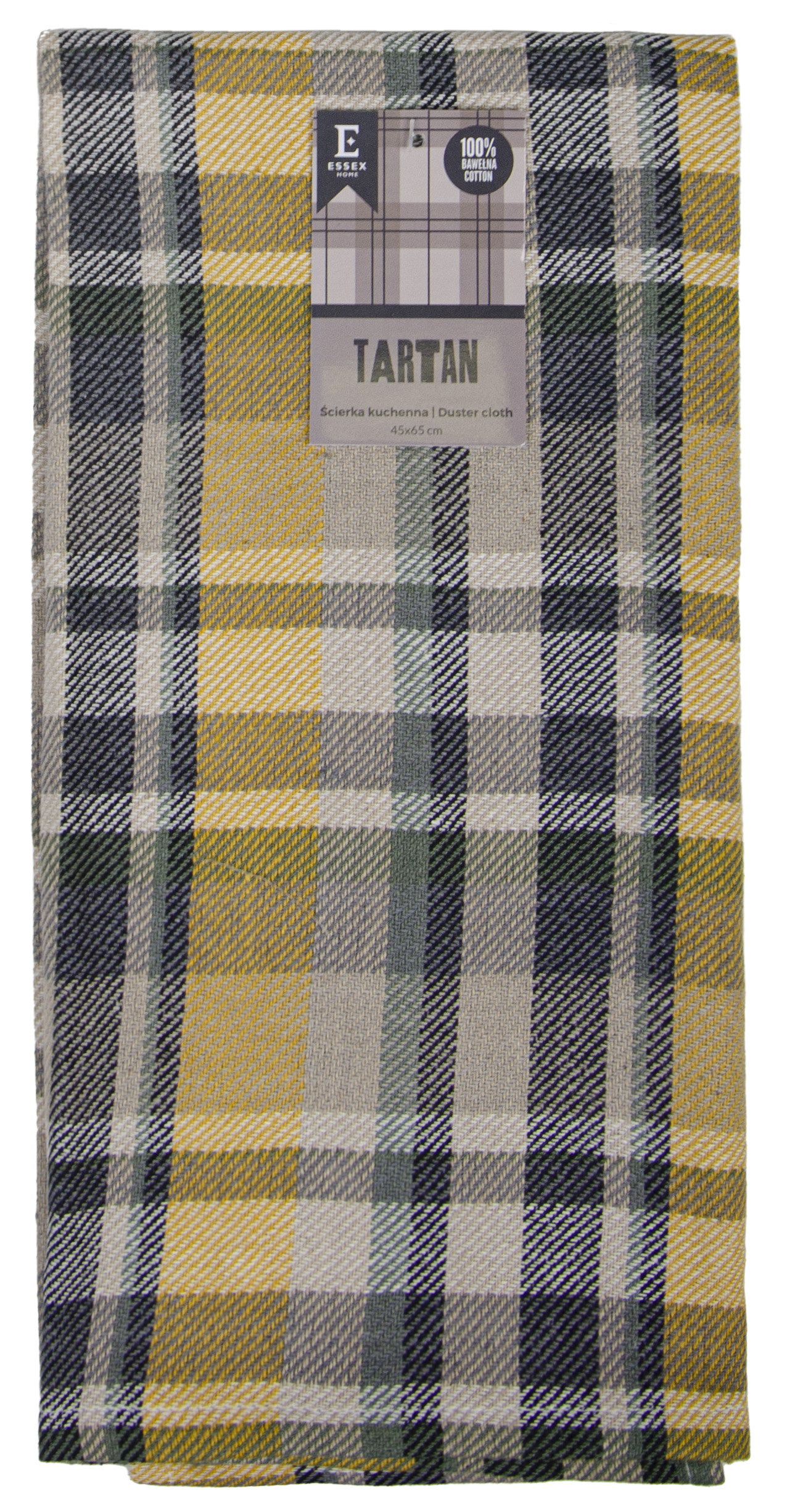 Utěrka bavlněná TARTAN žlutá 45x65 cm Essex