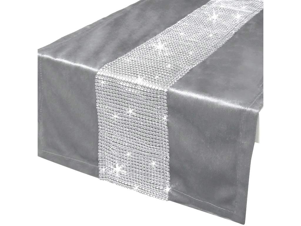 Ubrus - běhoun na stůl CAMILA světle šedá 40x140 cm VELVET mikrovlákno Mybesthome